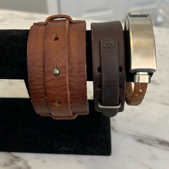 Men Leather Cuffs and USB Charging Cord Bracelet - Picture 1 of 11